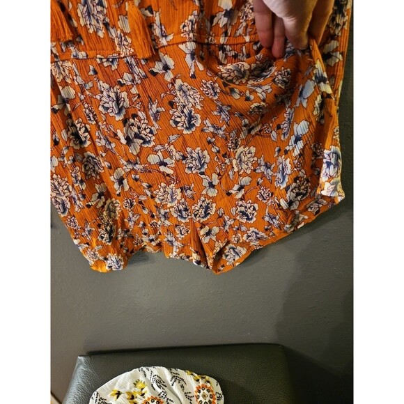 Aeropostle Blouse/shorts One Piece orange Floral Size Small Long Sleeve (A4)‎ - Picture 7 of 10